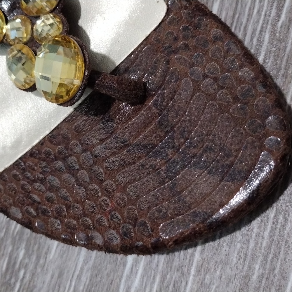 White House Black Market brown leather python print sandals. Size 8.5. mint - Picture 11 of 12
